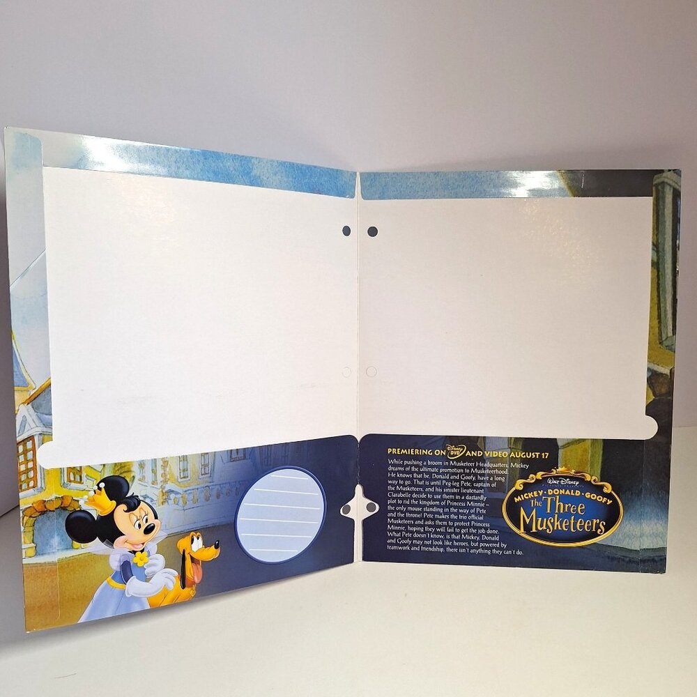The Three Musketeers Pocket Folder Disney Mickey Donald Goofy 3 Hole Vintage - Picture 5 of 6